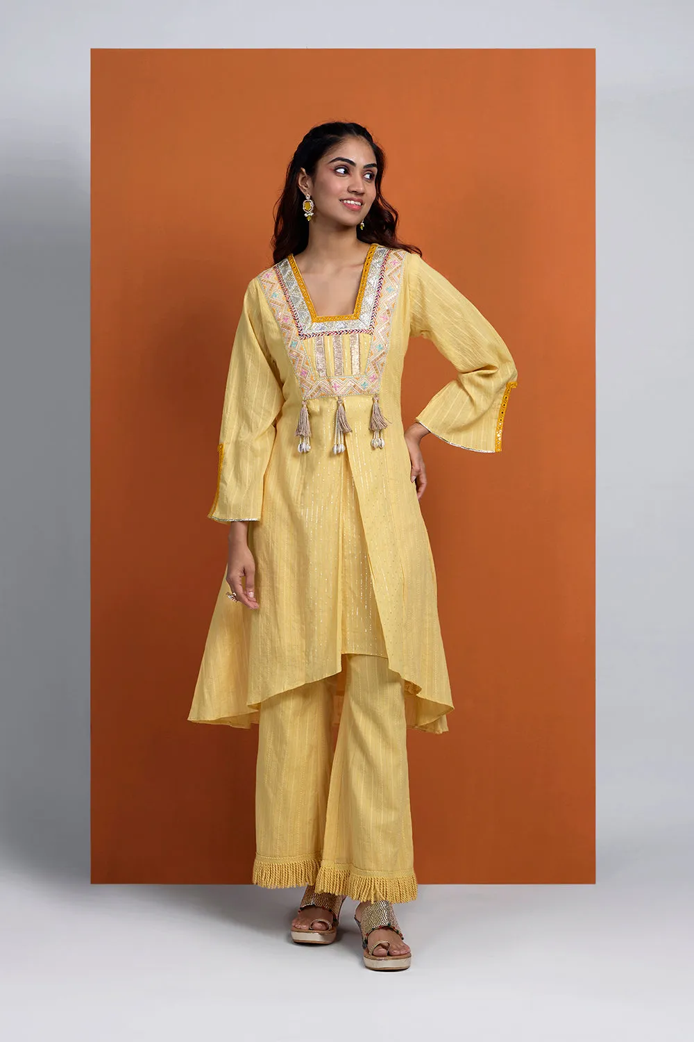 HOOR - Yellow Handkerchief Cut Three Piece Set