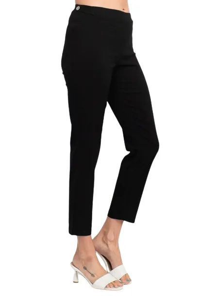 Hope & Harlow Mid Waist Side Button Millennium Ankle Pants