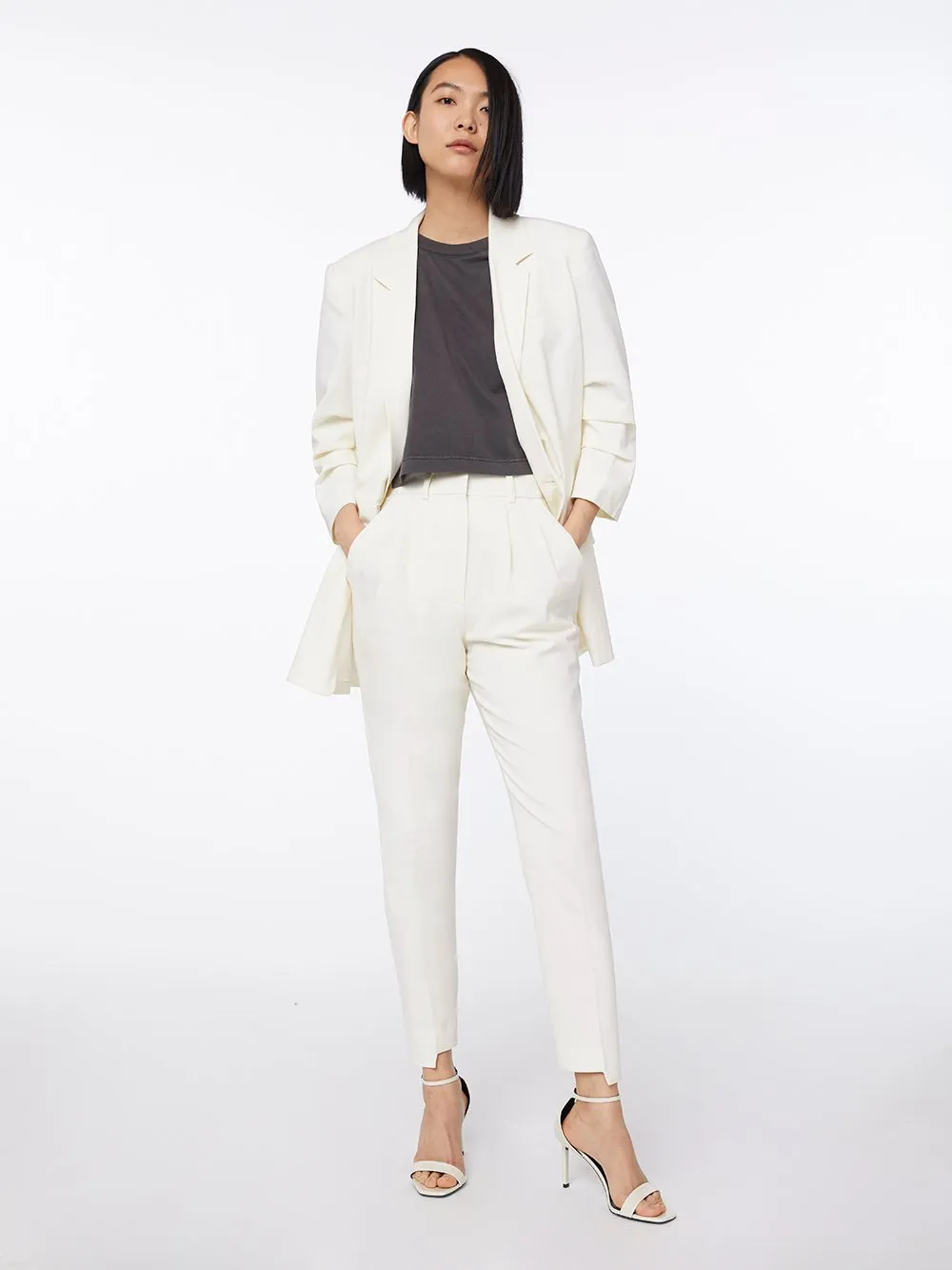 Imaan x FRAME High Pleated Trouser -- Off White