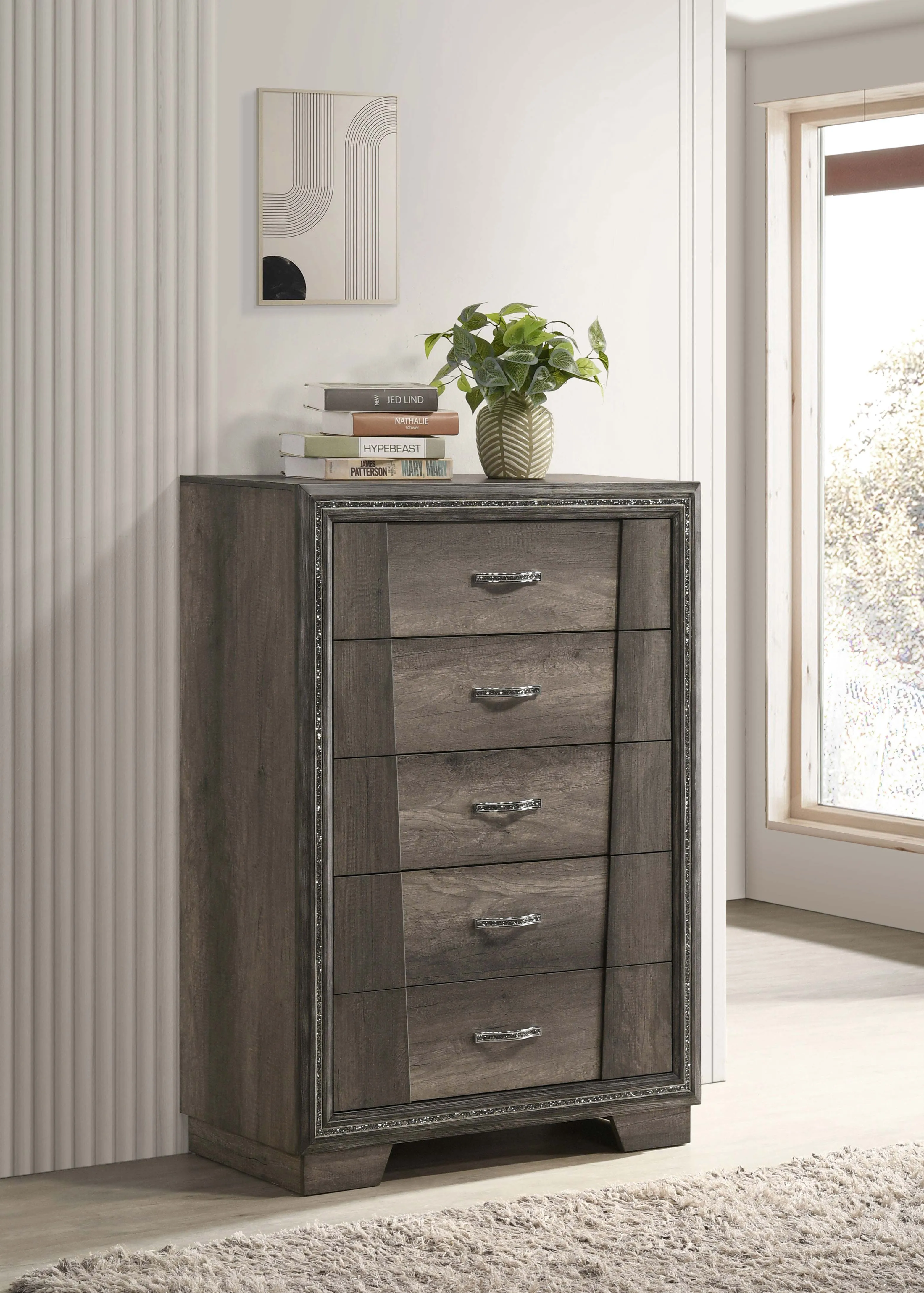 Janine 5-Drawer Chest Grey - Functional and Stylish