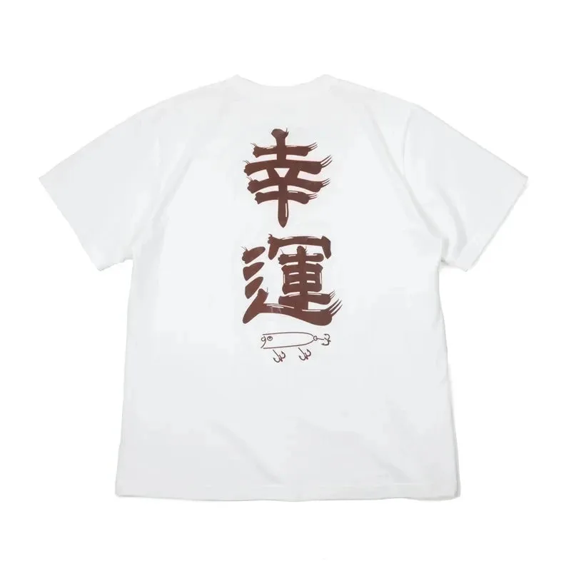 Japanese Vintage Carp Flag Text Printing Short Sleeve Cotton T-shirt