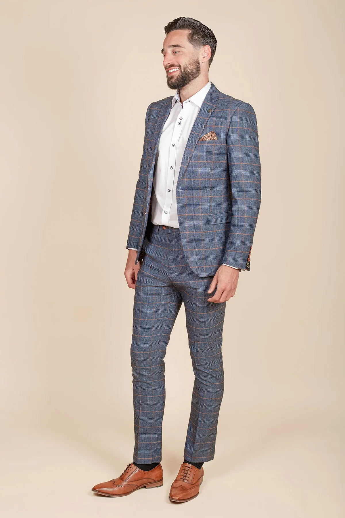 JENSON  - Sky Blue Check Two Piece Suit