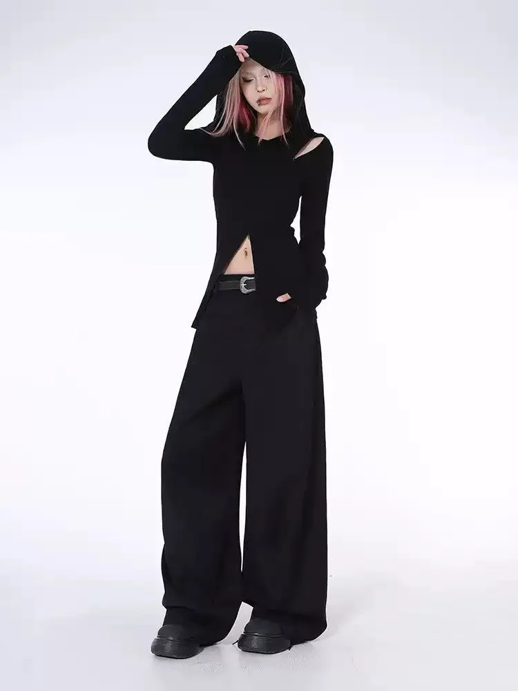 Lazy Sleek Curved Seam Wide Pants