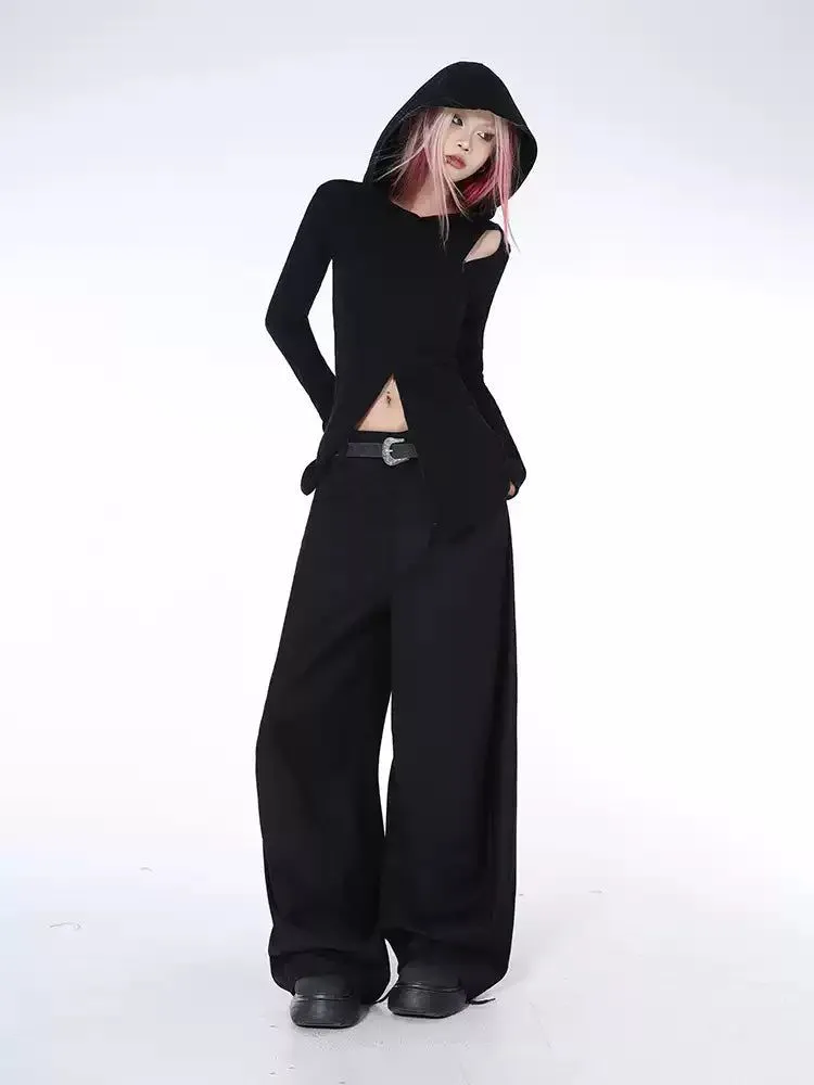 Lazy Sleek Curved Seam Wide Pants