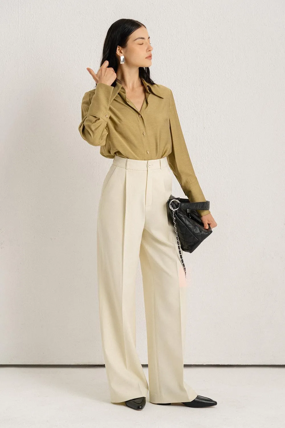 Lunes Straight Side Pocket Polycotton Floor Length Pants