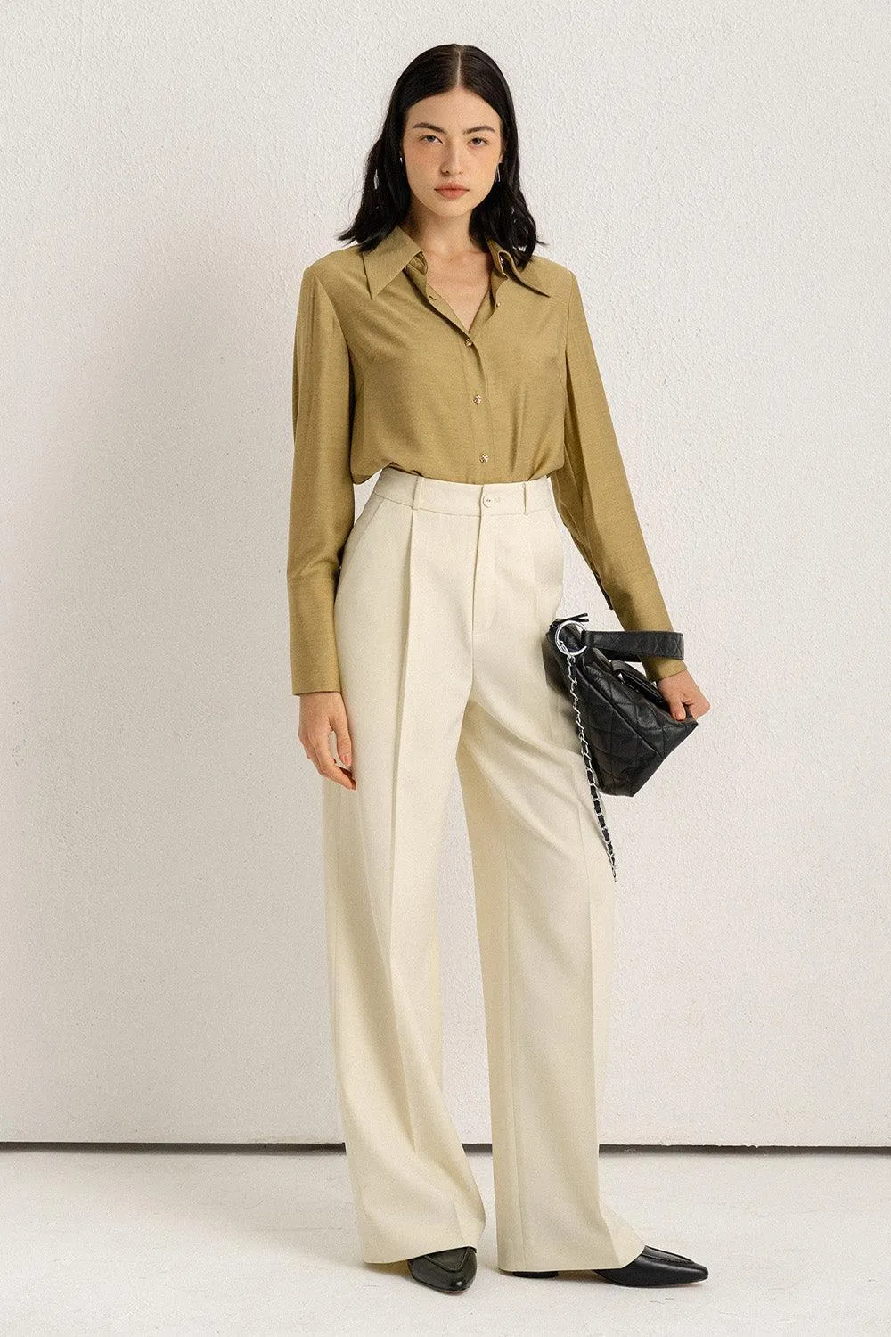 Lunes Straight Side Pocket Polycotton Floor Length Pants