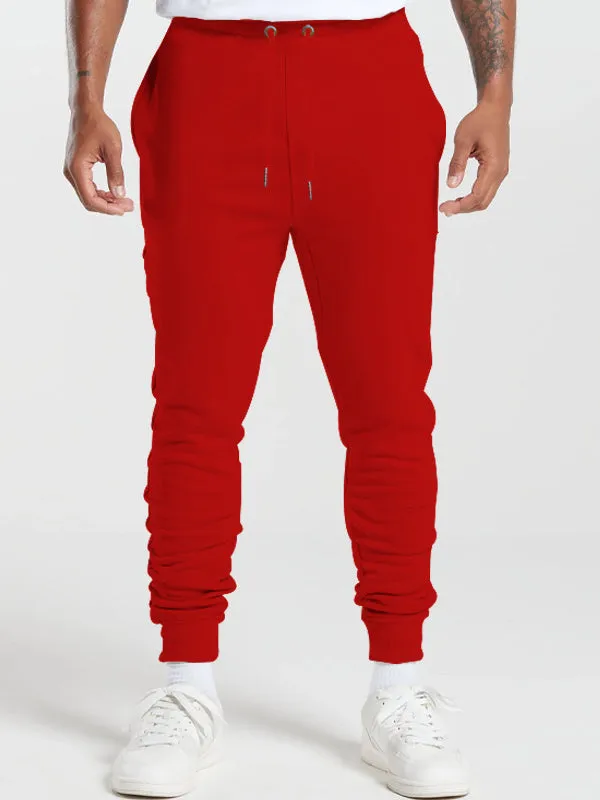 Men's Solid Color Versatile Slim-fitting Tie-Leg Jogger Pants