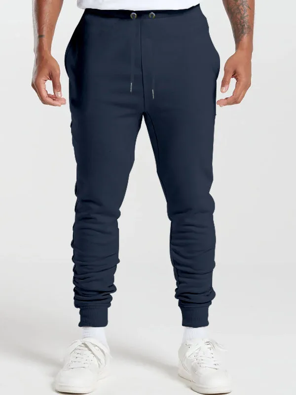 Men's Solid Color Versatile Slim-fitting Tie-Leg Jogger Pants