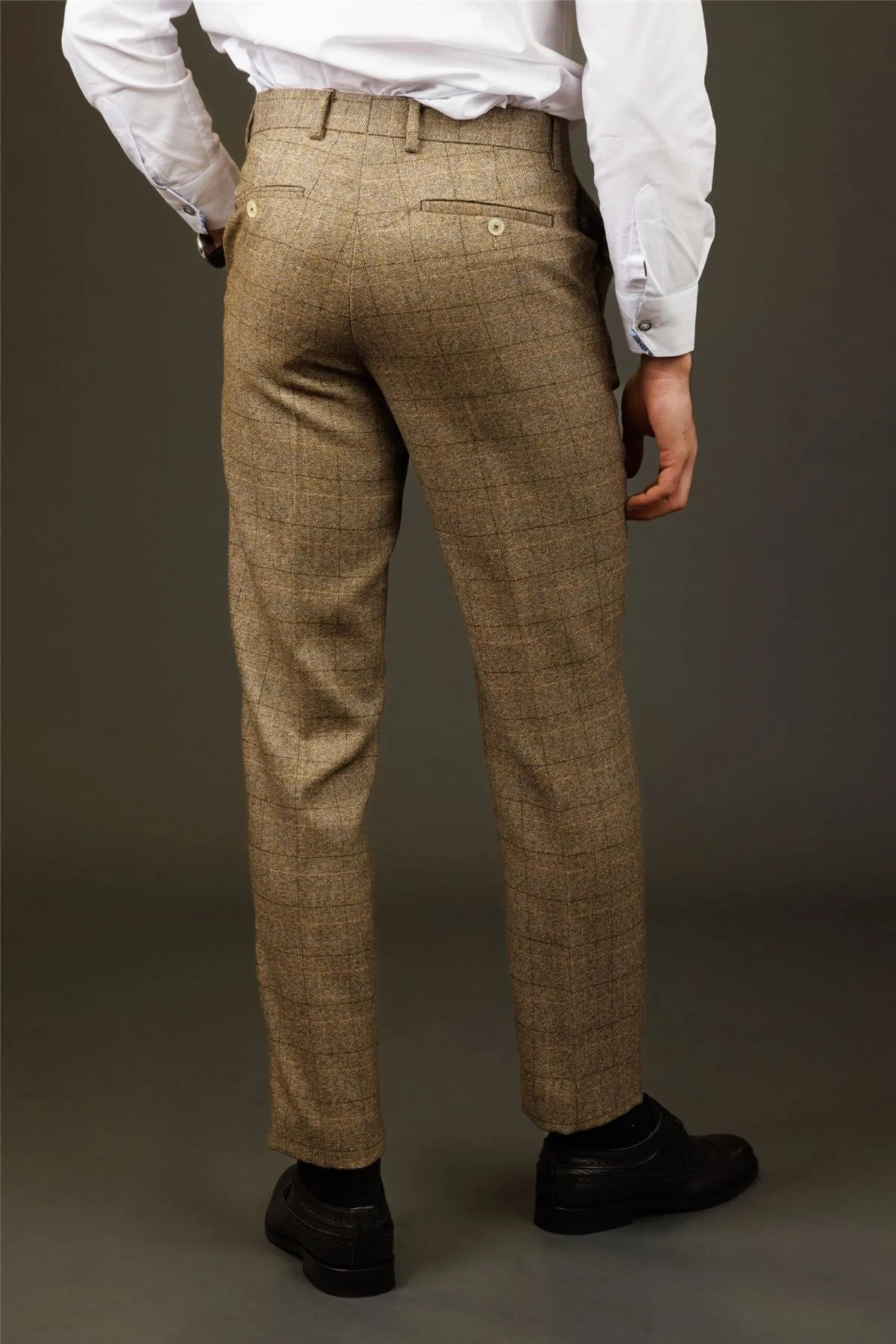 Men's Trousers Brown Checked Formal Pants