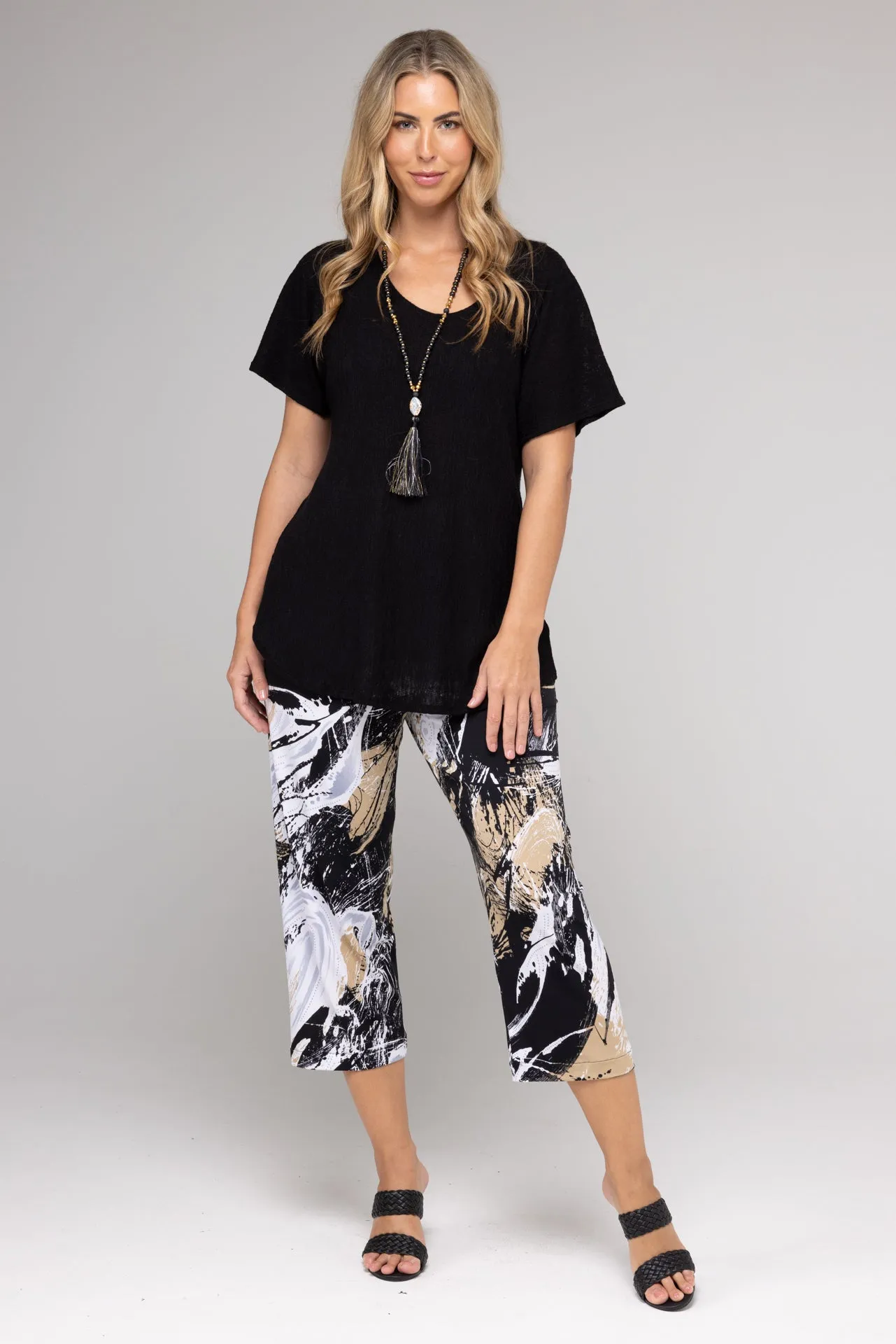 Molton Print 3/4 Jersey Palazzo Pants