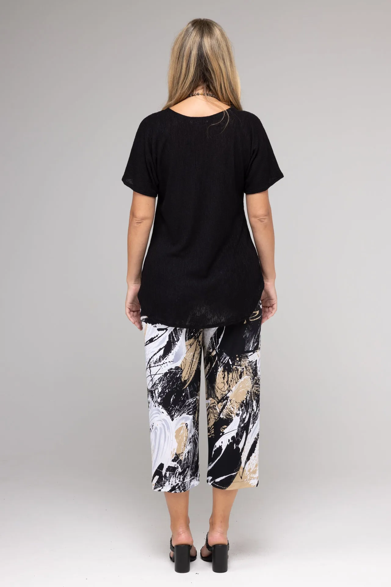 Molton Print 3/4 Jersey Palazzo Pants