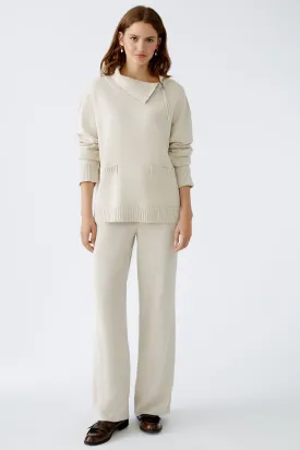 Oui Corduroy Trousers Light Beige Melange