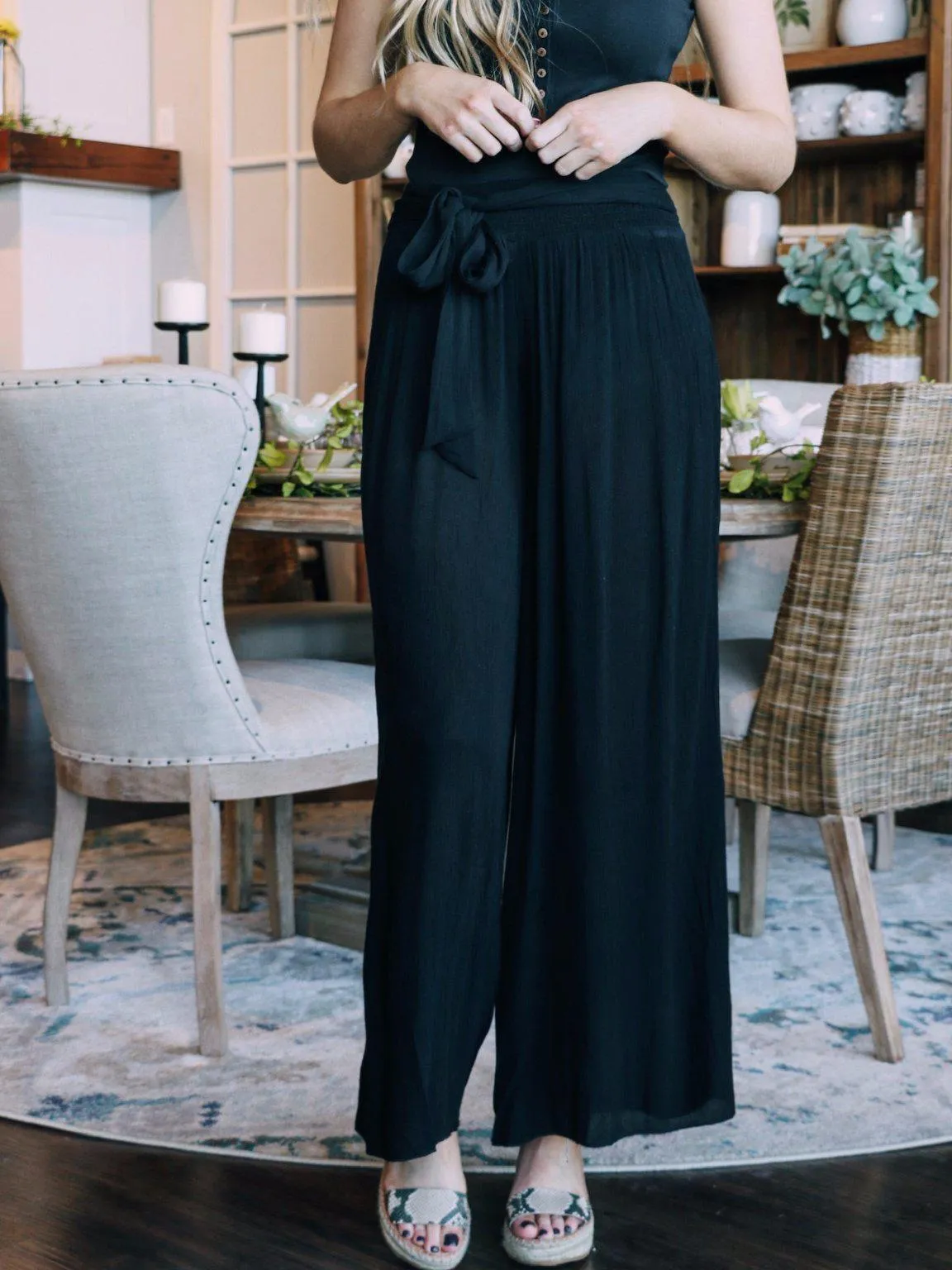 Palazzo Pants with Tie Waist