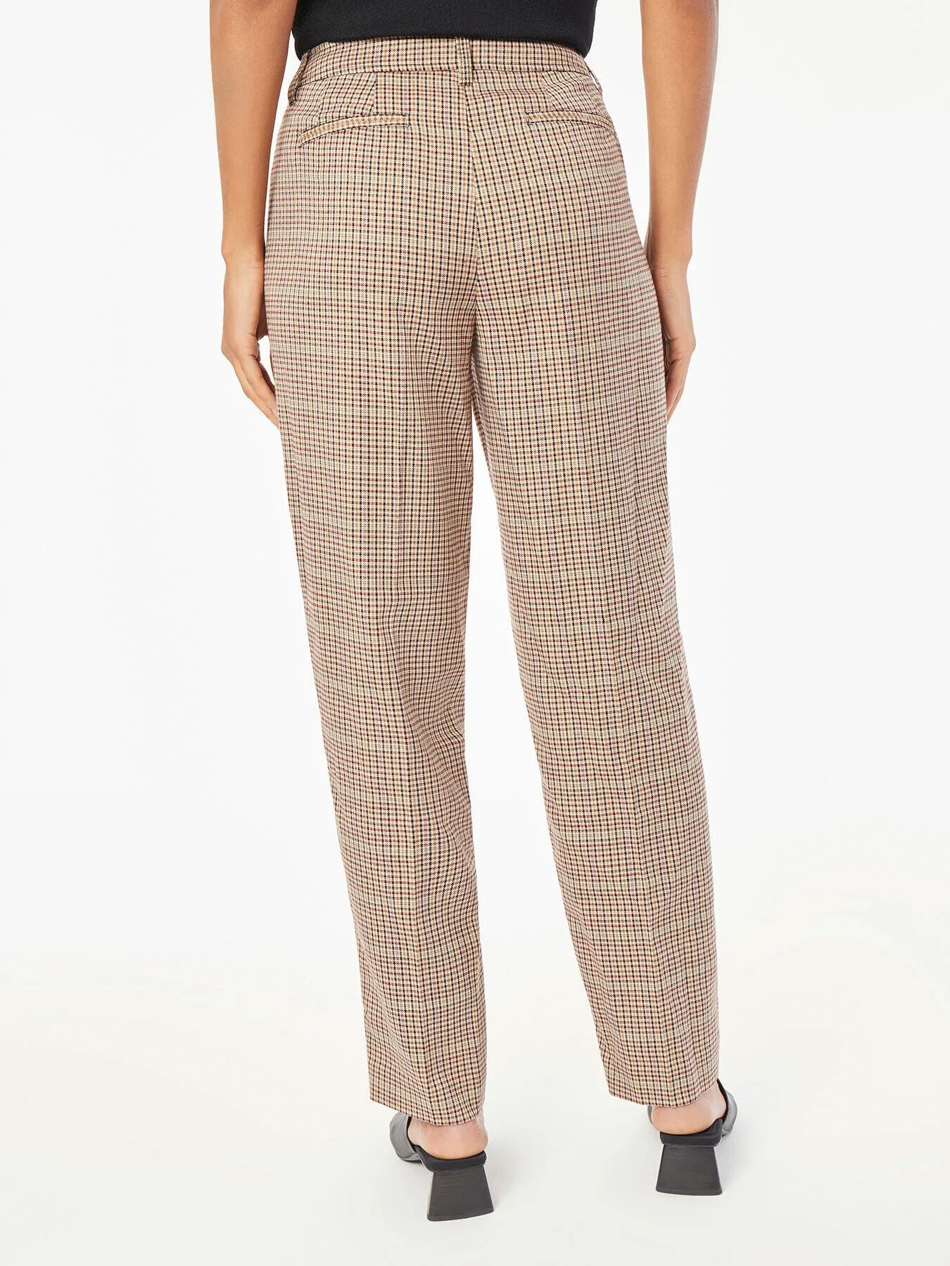 Plaid Fly-Front Slim Leg Pants