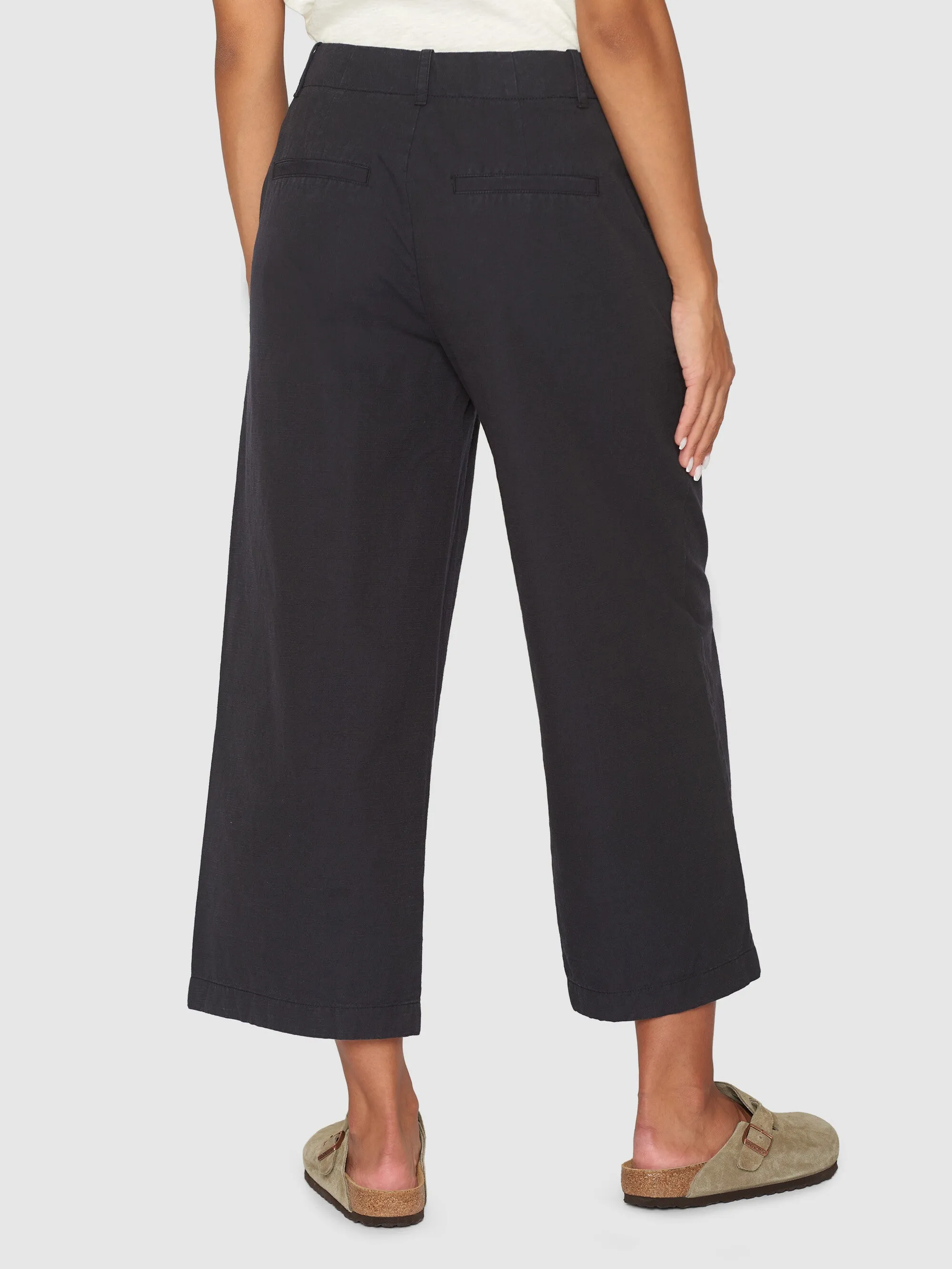 POSEY mid-rise wide slub yarn cropped pants - GOTS/Vegan - Black Jet