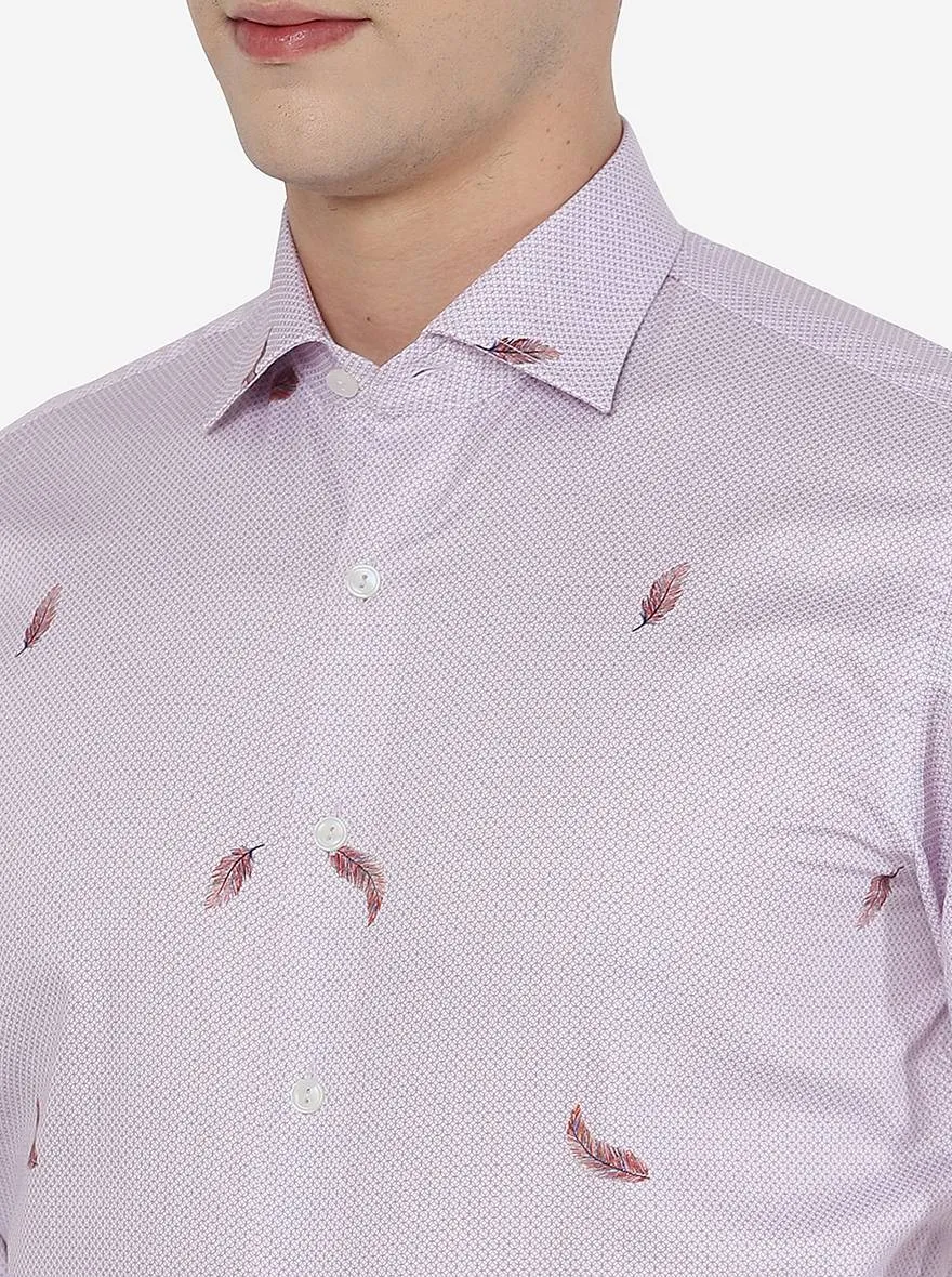 Purple Printed Slim Fit Party Wear Shirt | Wyre