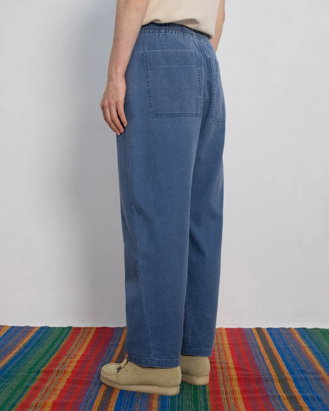 Recycled Denim Wide Unisex Pant Blue