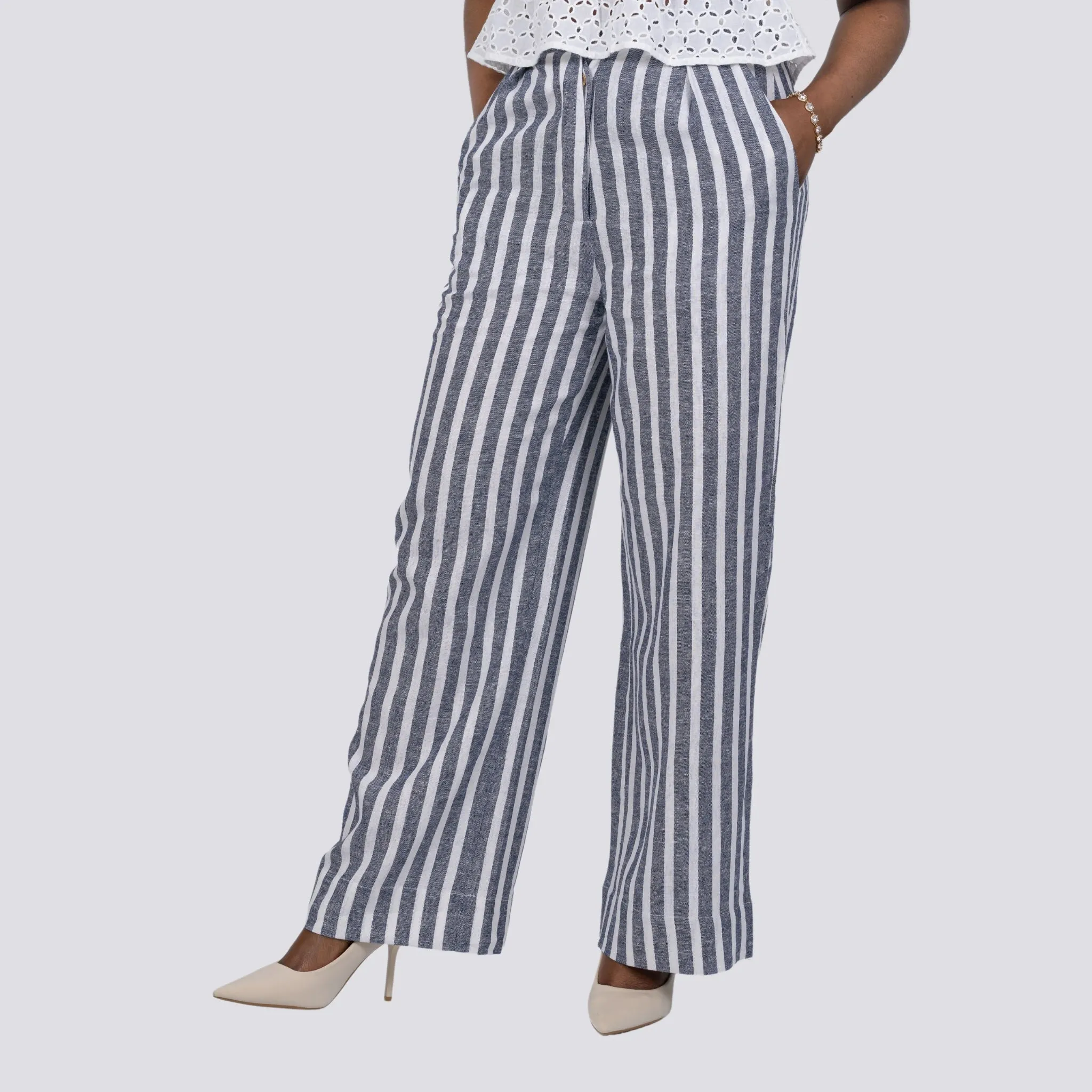 Redefine Sophistication with Sustainable Stripes: Monochrome Chic Linen Trousers