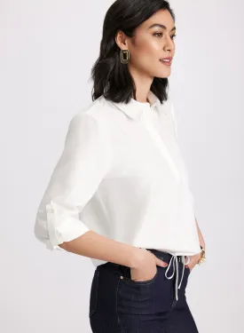 Rhinestone Trim Button-Down Blouse