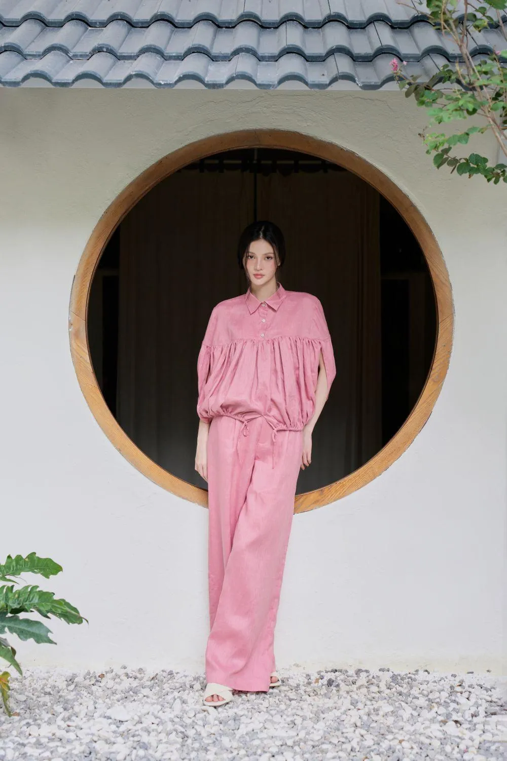 Rina Straight Wide Leg Linen Floor Length Pants