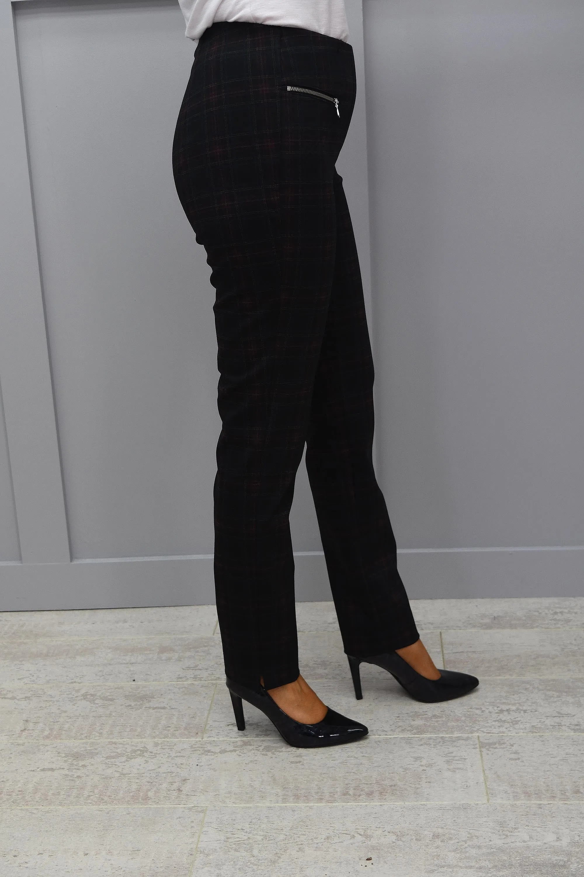 Robell Mimi Black Tartan Trousers - 52476 54788 90