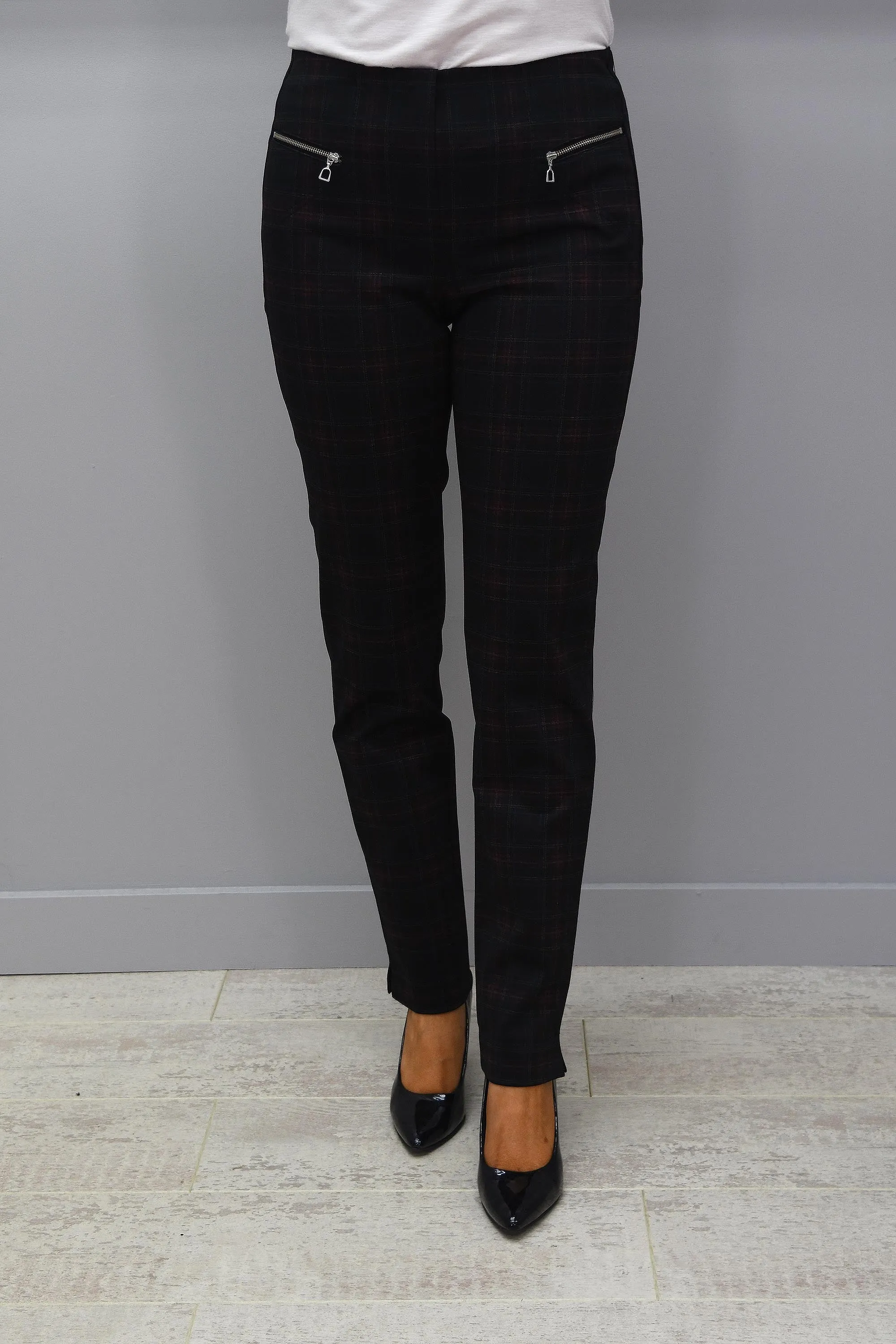 Robell Mimi Black Tartan Trousers - 52476 54788 90