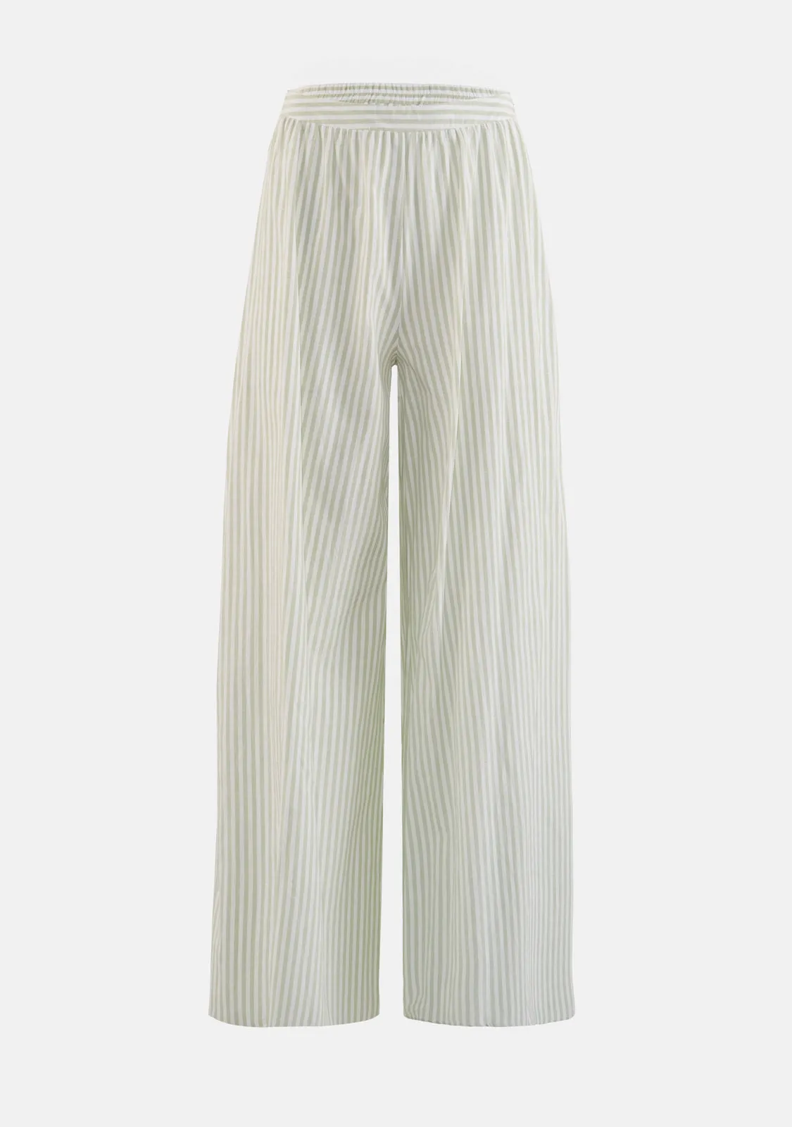 Shoulder Strap Stripe Top & High Waisted Long Pants Set