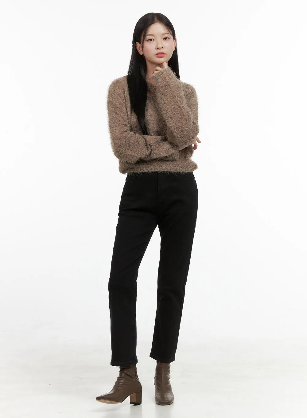 Sleek Straight Leg Cotton Pants OS411