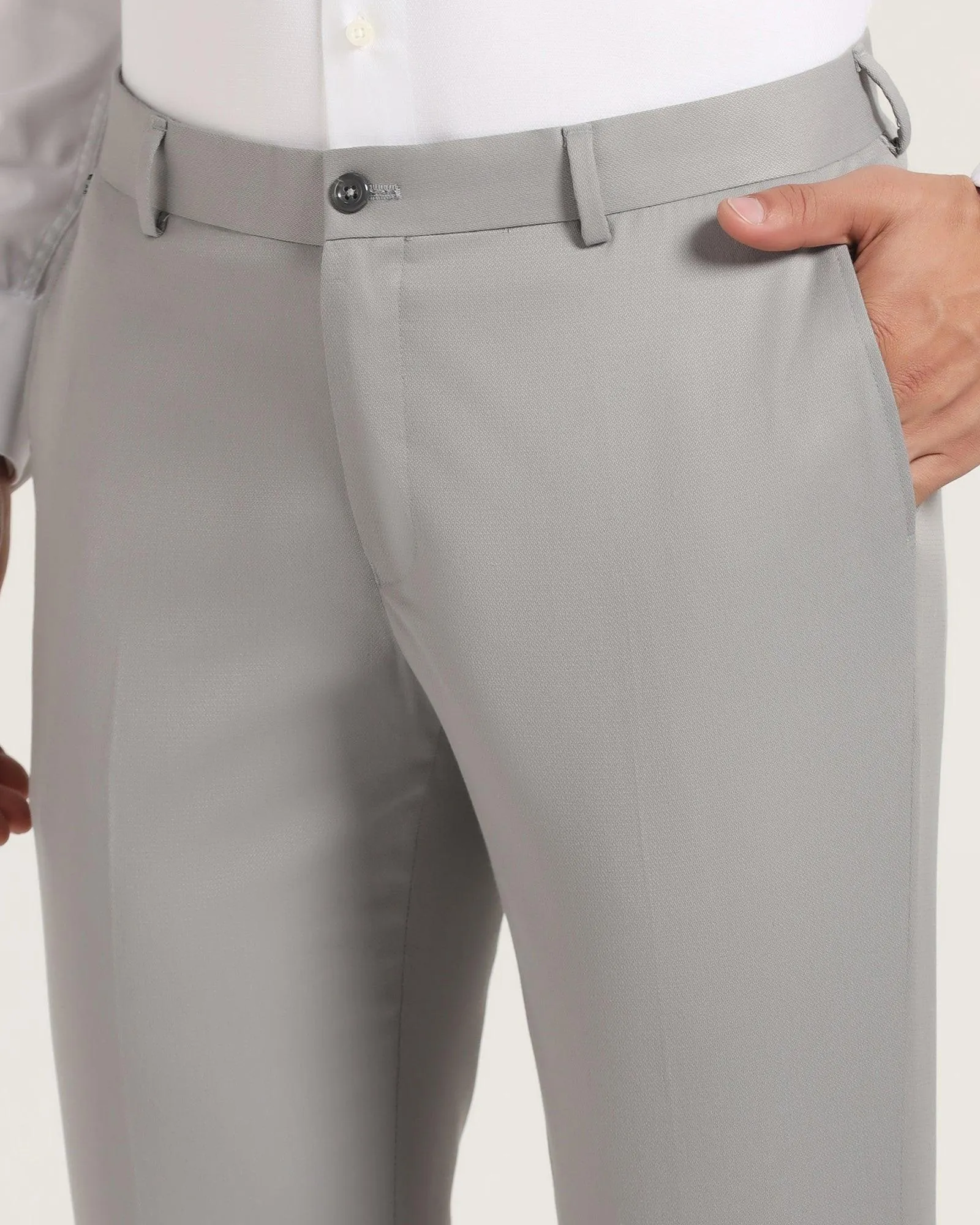 Slim Fit B-91 Formal Grey Textured Trouser - Peza