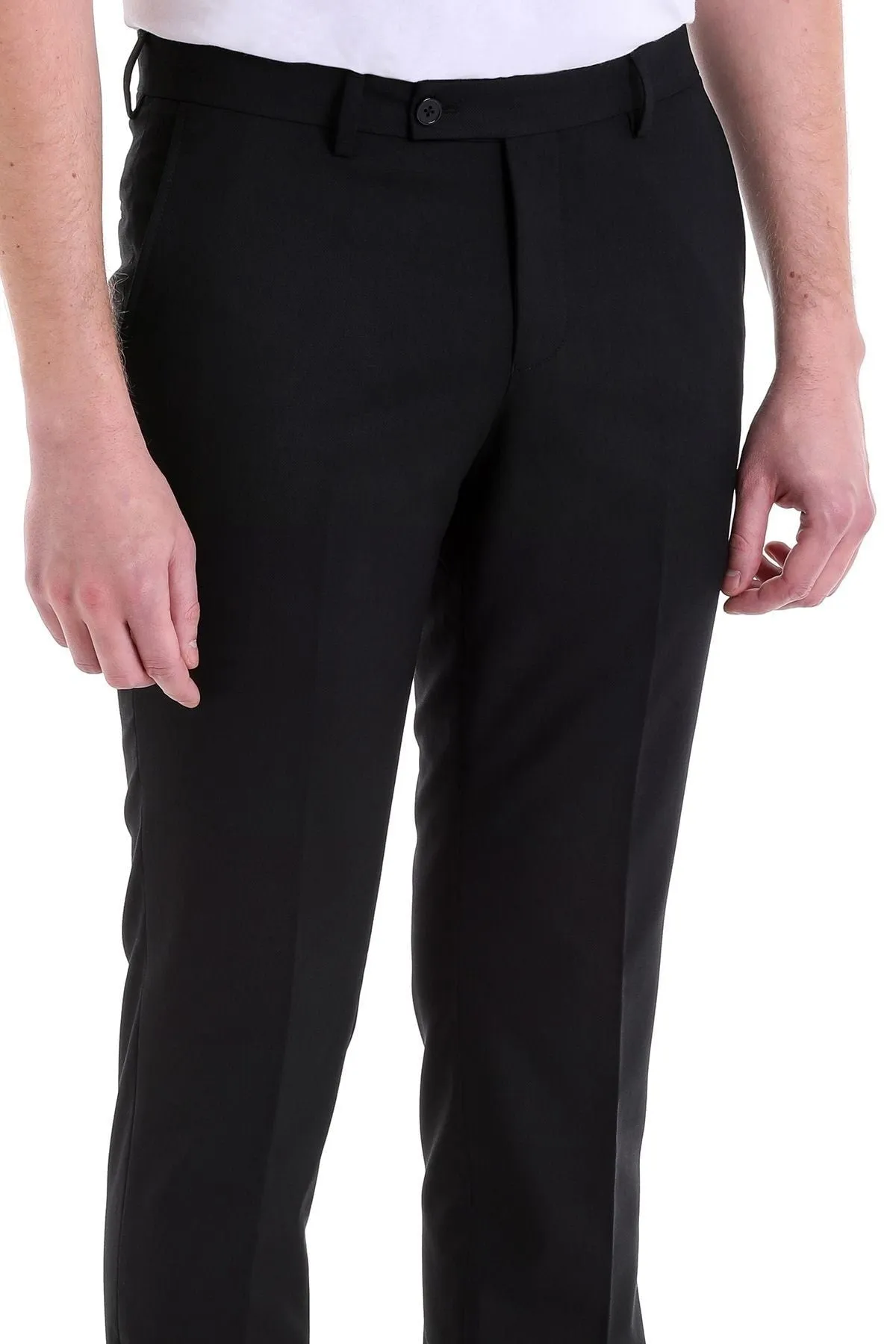 Slim Fit Side Pocket Low Waist Unpleated Black Dress Pants, Black