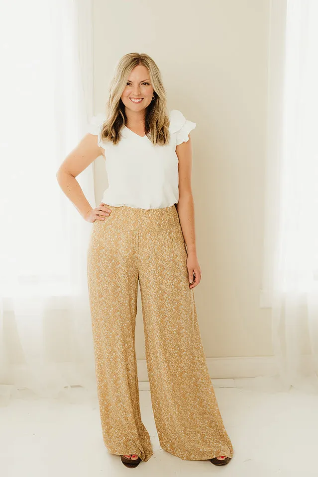 Smocked Waist Palazzo Pants