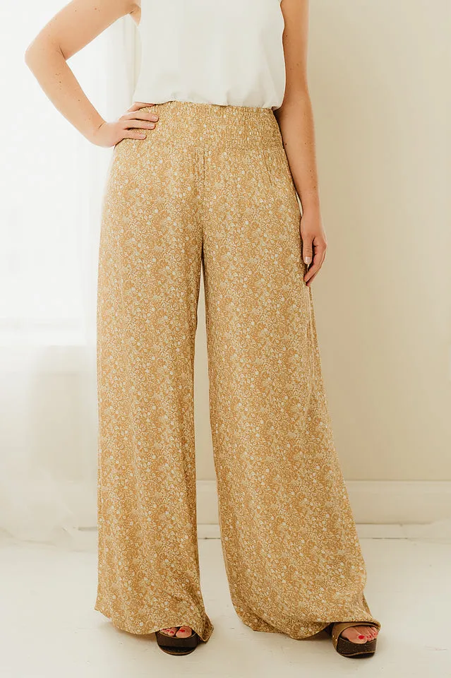 Smocked Waist Palazzo Pants