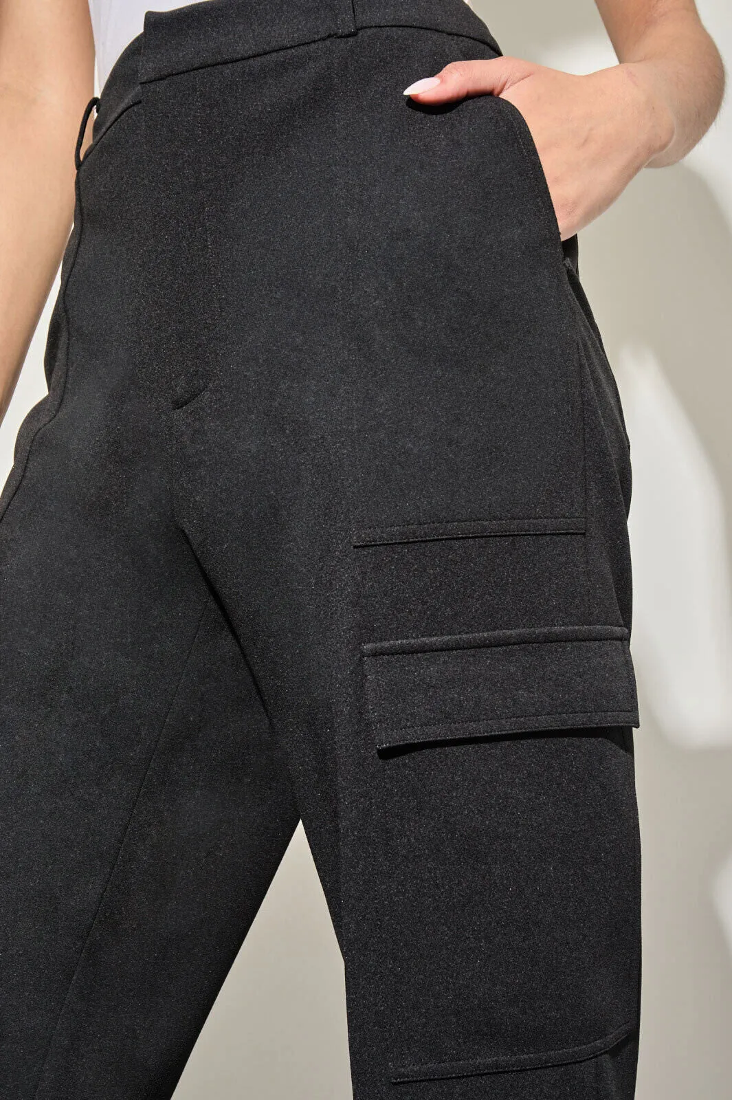 Stretch Deco Crepe Cargo Pants