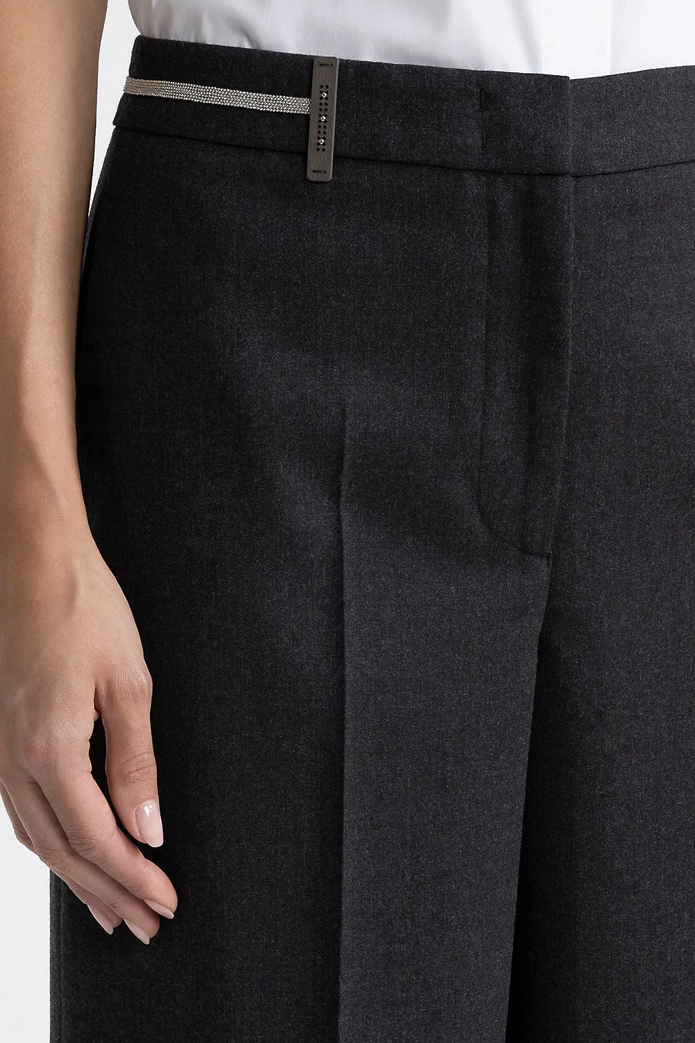 Stretch wool palazzo trousers