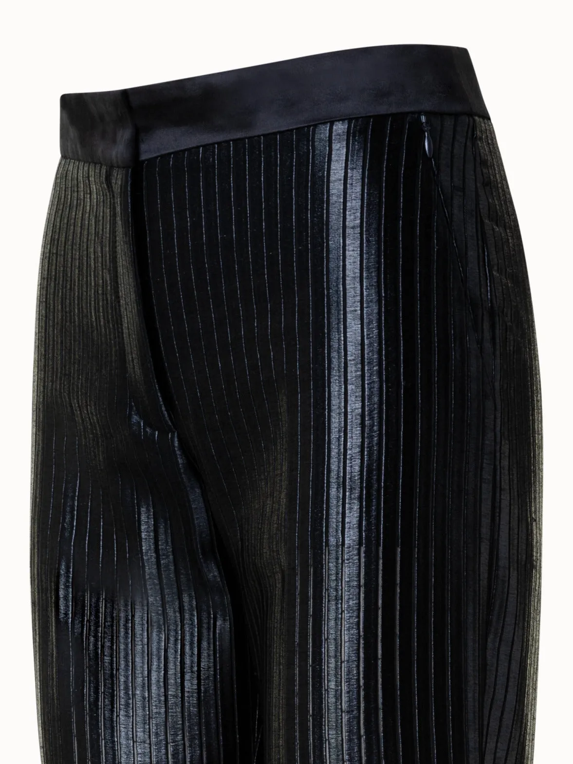 Striped Techno Embroidery Straight Leg Pants