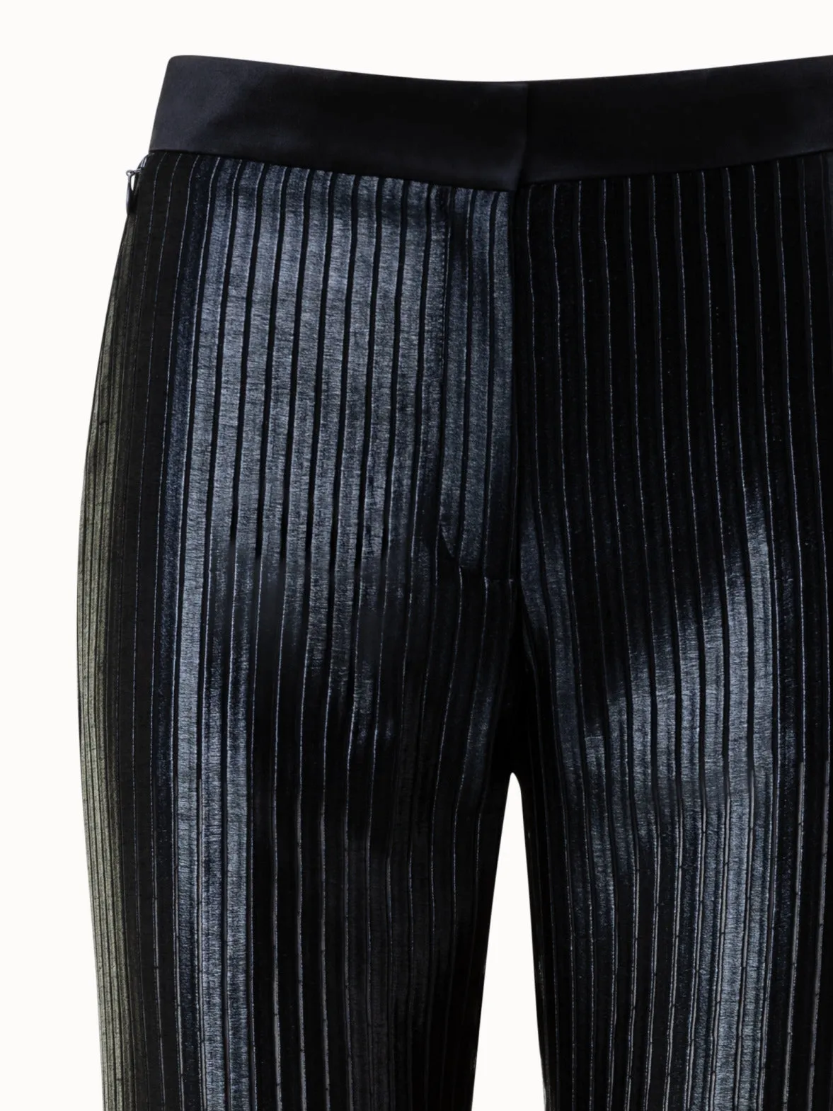 Striped Techno Embroidery Straight Leg Pants