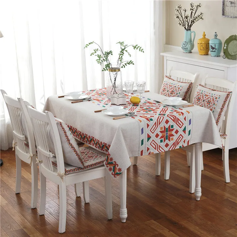 Stylish Water Resistant Tablecloth with Cushion Pillow Cover Set