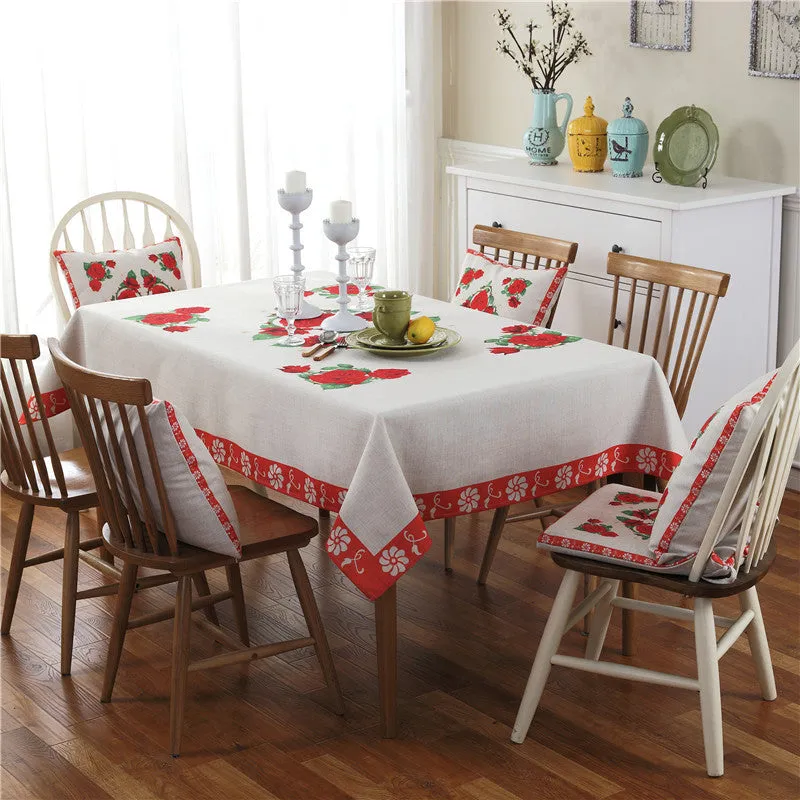 Stylish Water Resistant Tablecloth with Cushion Pillow Cover Set