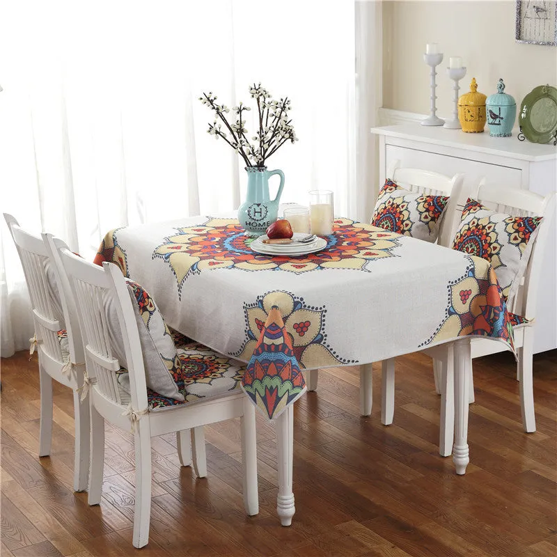 Stylish Water Resistant Tablecloth with Cushion Pillow Cover Set