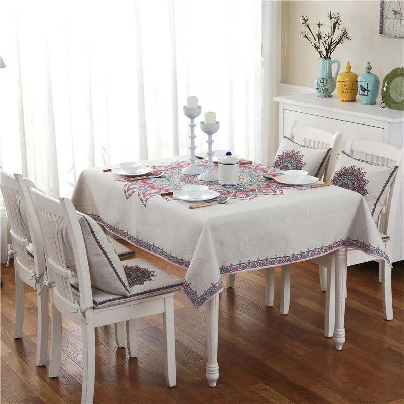 Stylish Water Resistant Tablecloth with Cushion Pillow Cover Set