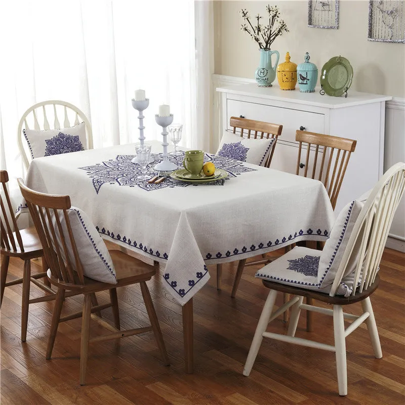 Stylish Water Resistant Tablecloth with Cushion Pillow Cover Set