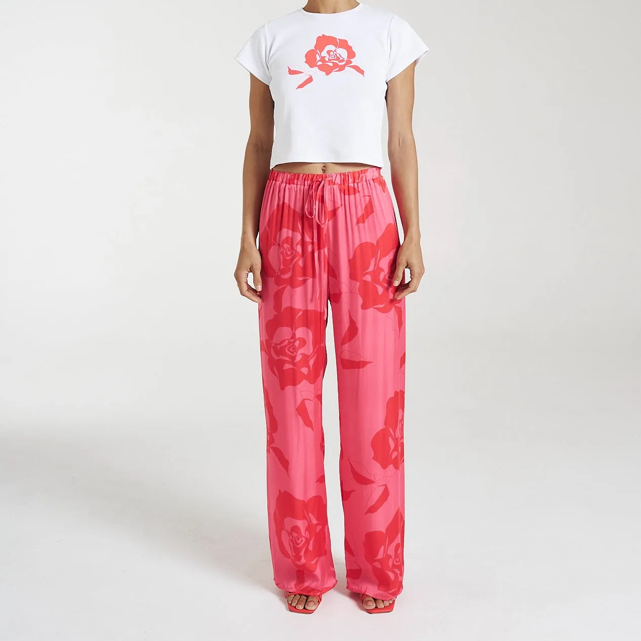 SUMMI SUMMI Womens Elastic Waist Pants - A Rose By Any Other Name