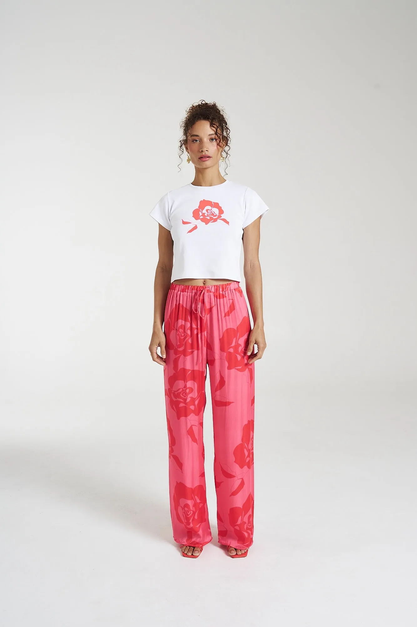 SUMMI SUMMI Womens Elastic Waist Pants - A Rose By Any Other Name