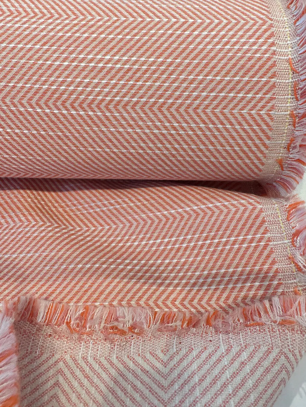 Sunbrella Annex Guava Pink Herringbone Outdoor Upholstery Fabric By the yard