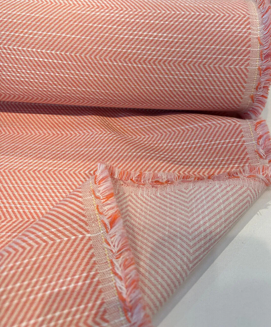 Sunbrella Annex Guava Pink Herringbone Outdoor Upholstery Fabric By the yard