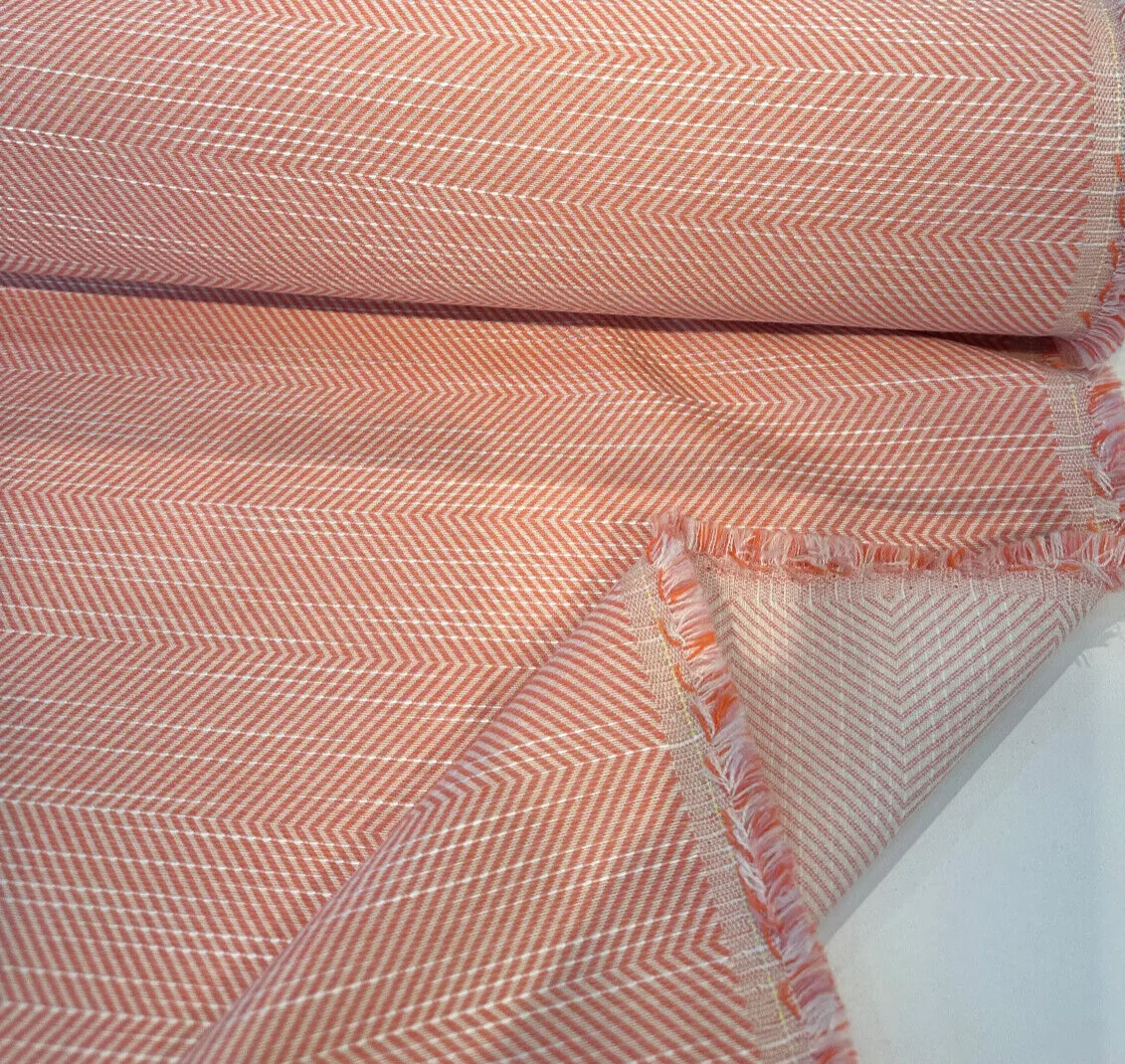 Sunbrella Annex Guava Pink Herringbone Outdoor Upholstery Fabric By the yard