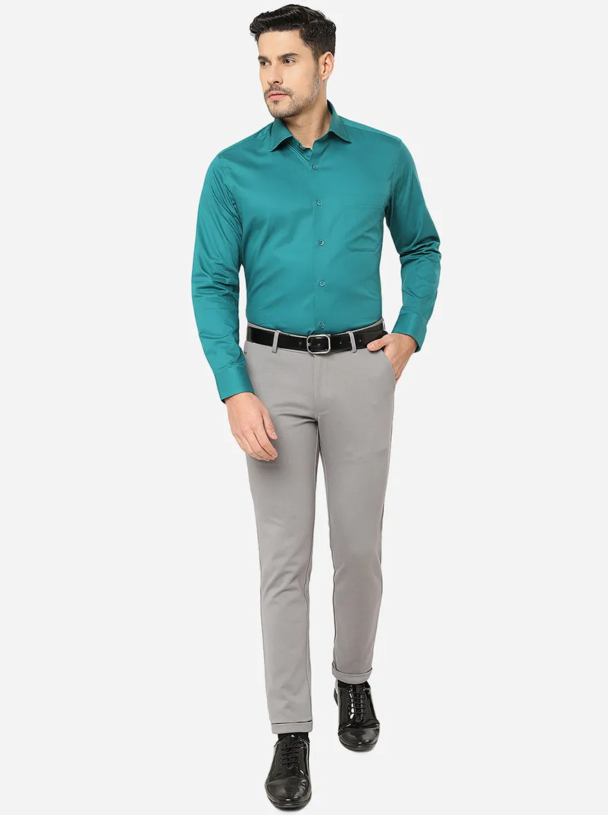 Teal Solid Slim Fit Formal Shirt | Metal