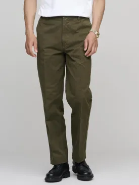 Textured Cotton Flat Front Chino, Olive