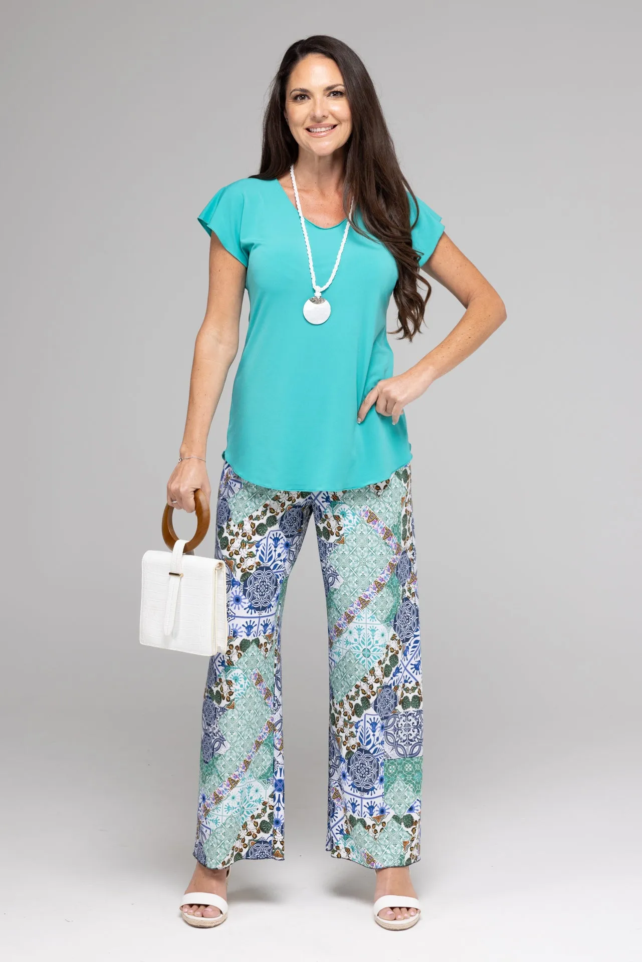 Tiles Wide Leg Jersey Palazzo Pants