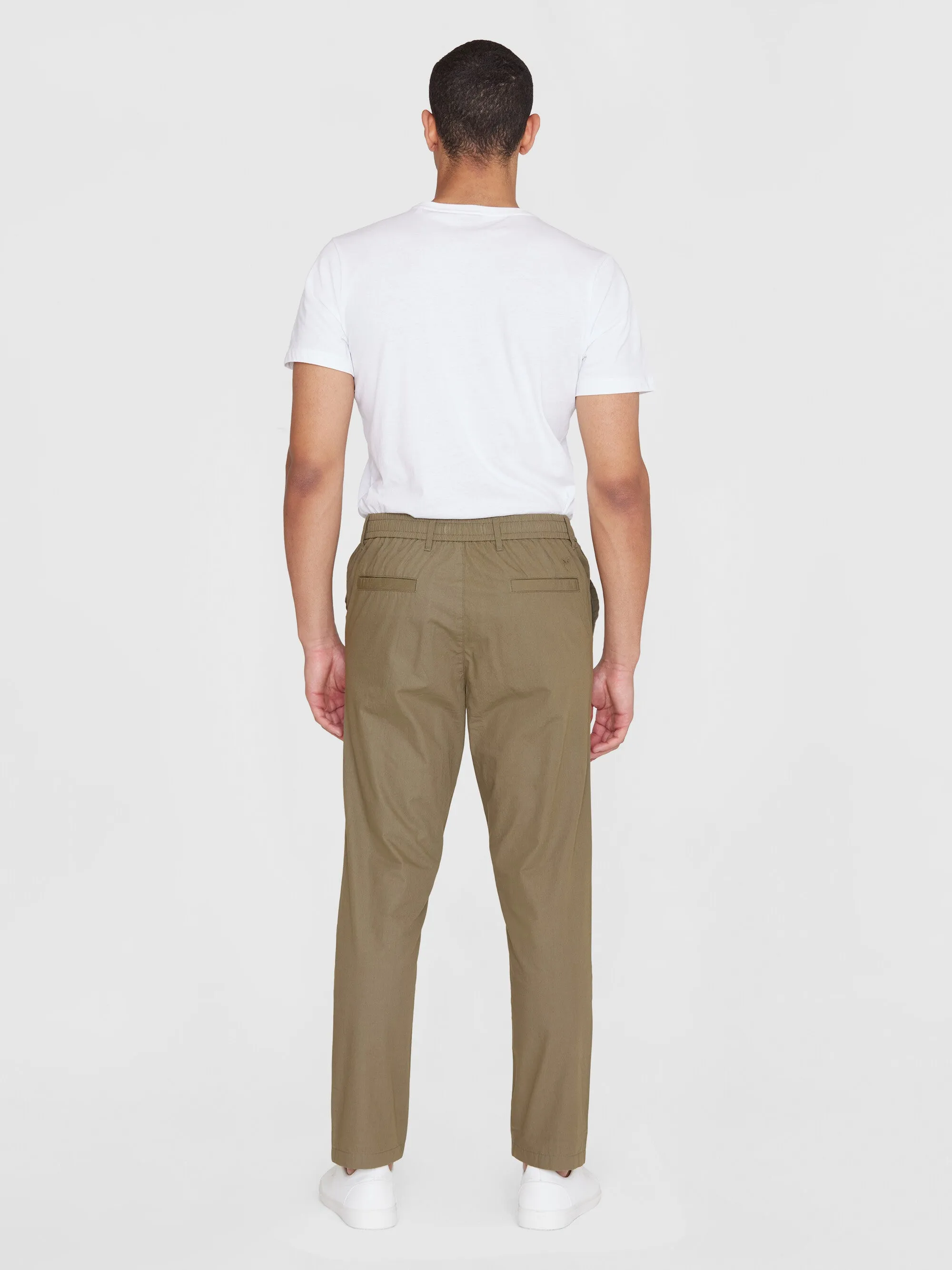 TIM tapered poplin elastic waist string pants - GOTS/Vegan - Burned Olive